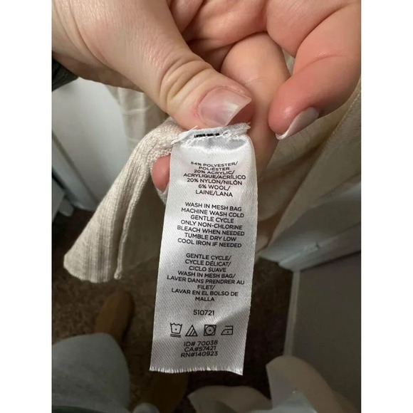 Loft Cardigan Lightweight Rib Striped wrap creme color oversized Small #0880 - Picture 6 of 8